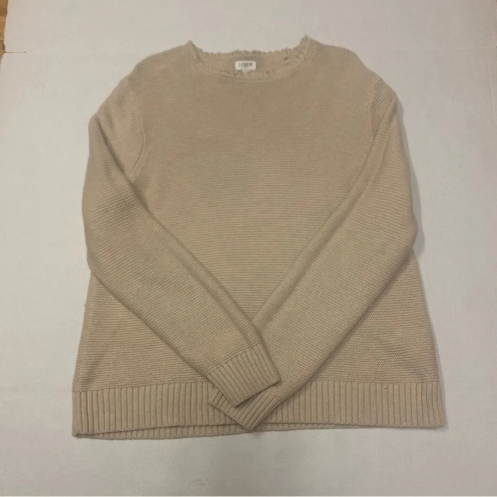 J. Crew Classic Beige Wool Blend Crew Neck Chunky Sweater Size XL